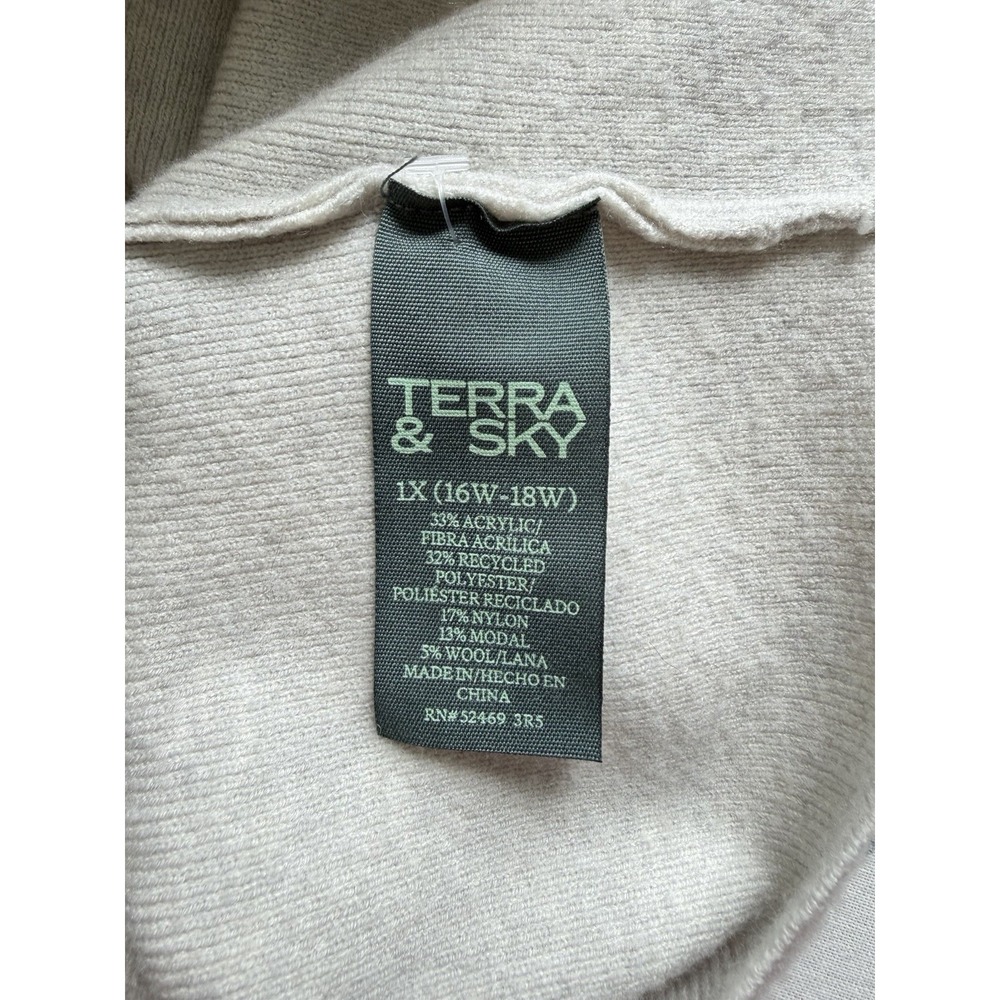 Terra & Sky 1X 2 Piece Knit Vest Wide Leg Pants Set Neutral Boho Chic Loungewear - Picture 4 of 11